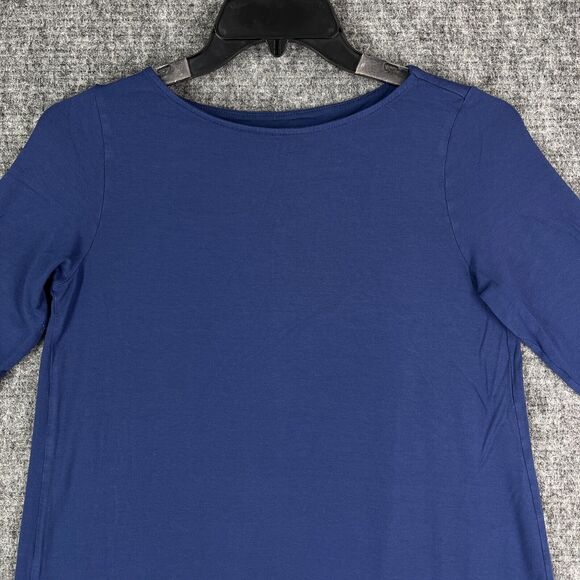 J Jill Shirt Small Womens Blue Oversized Tee Basic‎ 3/4-Sleeve Casual Pleated - Picture 3 of 10